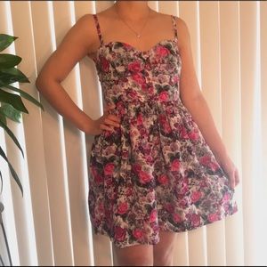 Purple Pink Floral Skater Dress